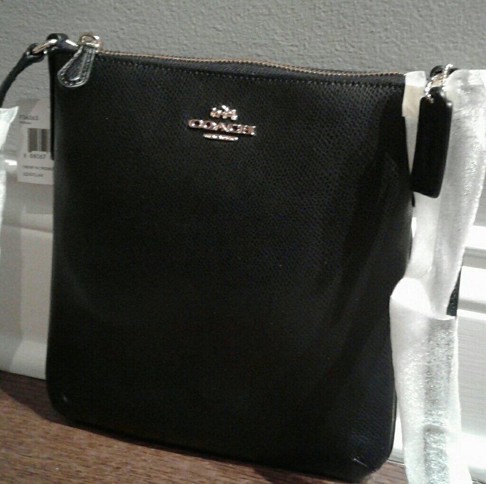 NWT Black Coach Crossbody Bag w/ Gold Details